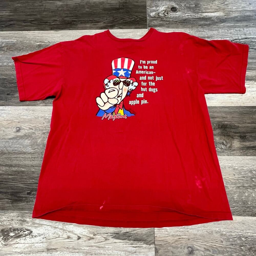 Vintage 90s Maxine Im Proud To Be An American Mens‎ XL Funny Patriotic T-Shirt